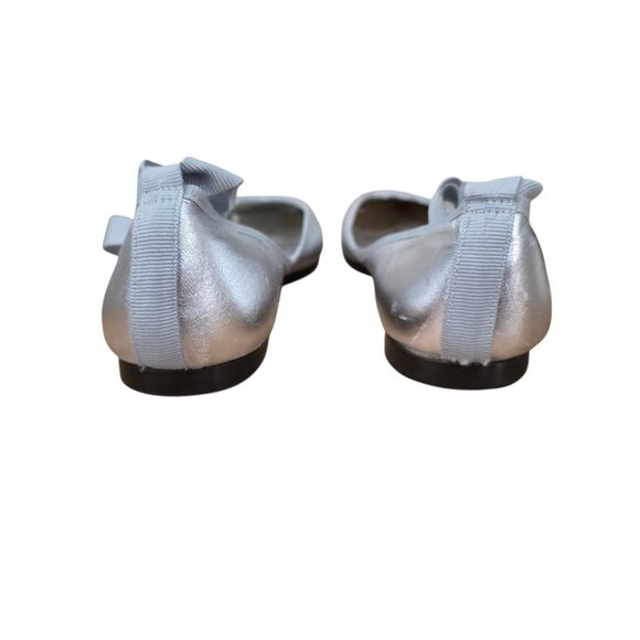 Hollywould Silver Leather Ballet Flats Anklewrap Ribbon 36 6 - Picture 4 of 5